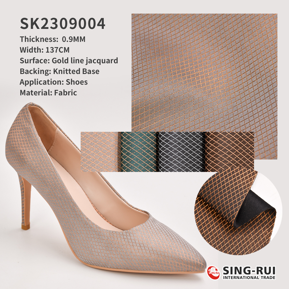 Gold line jacquard fabric for lady shoe