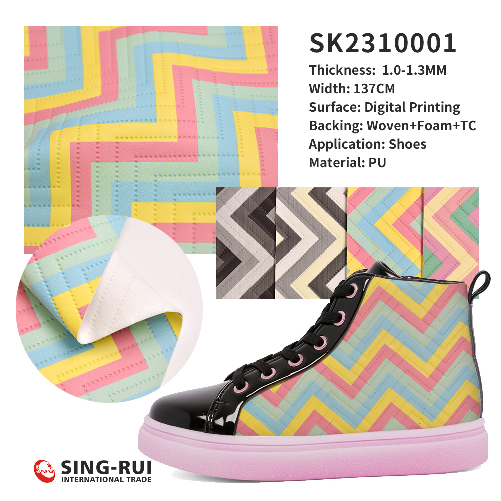 Digital printing Pu leather fabric for shoe