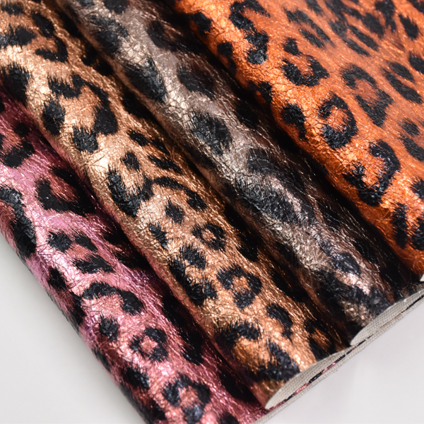 Foil PU leather Leopard print TC backing for shoe bag