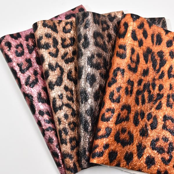 Foil PU leather Leopard print TC backing for shoe bag