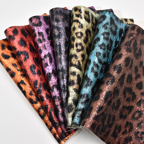 Foil PU leather Leopard print TC backing for shoe bag