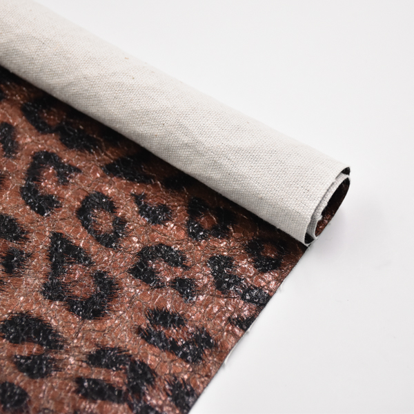 Foil PU leather Leopard print TC backing for shoe bag