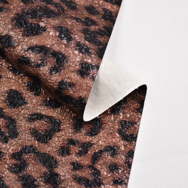 Foil PU leather Leopard print TC backing for shoe bag