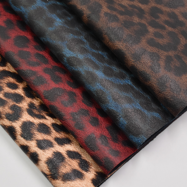 Aritificial pu leather Leopard print film fabric for shoe bag