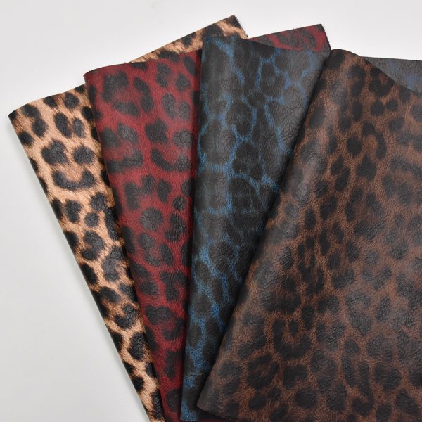 Aritificial pu leather Leopard print film fabric for shoe bag