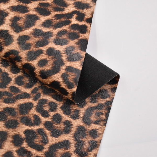 Aritificial pu leather Leopard print film fabric for shoe bag