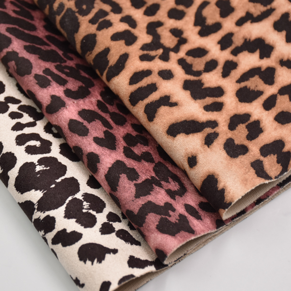 Suede fabric Leopard print fabric for Boots shoe and bag