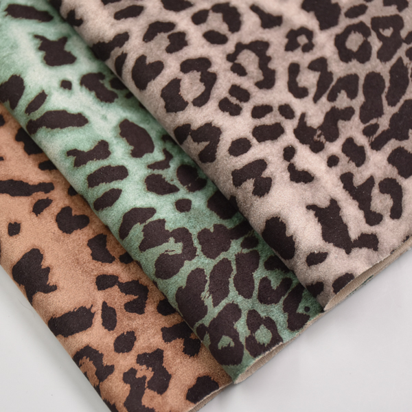 Suede fabric Leopard print fabric for Boots shoe and bag