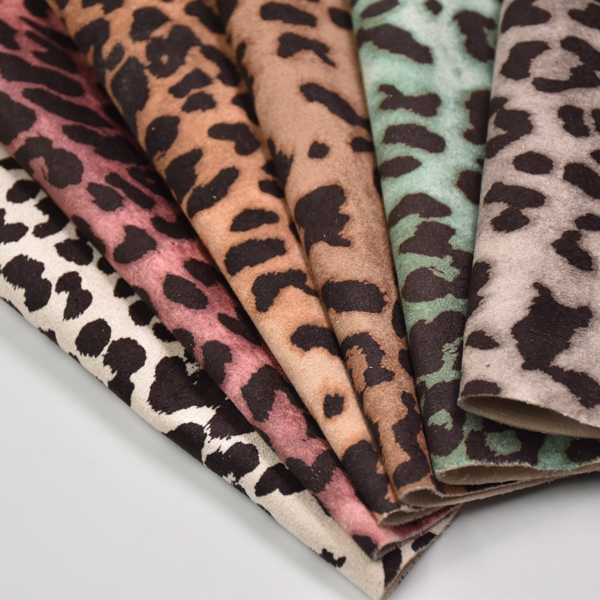 Suede fabric Leopard print fabric for Boots shoe and bag