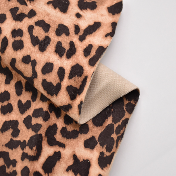 Suede fabric Leopard print fabric for Boots shoe and bag